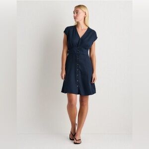 NWT Quince Vintage Wash Tencel Button Front Dress Sz  L Blue
